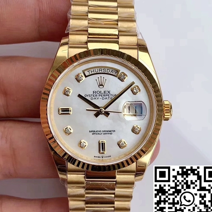 EW M128238 White Scale Rolex Factory Dial Day-Date Diamond Time 0417